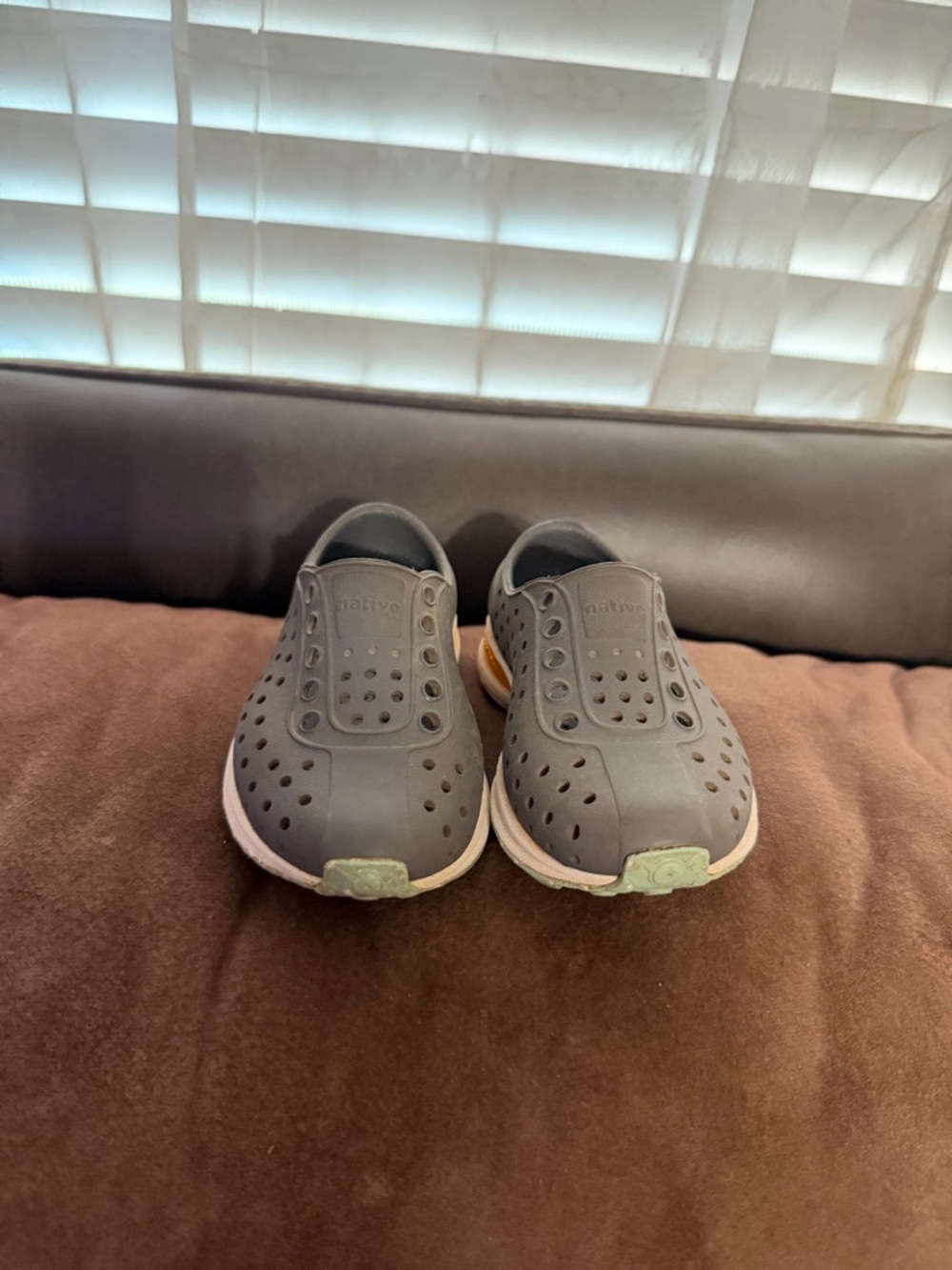 Native Shoes Kids Slip-On Water Shoes in Dark Gray with White Sole